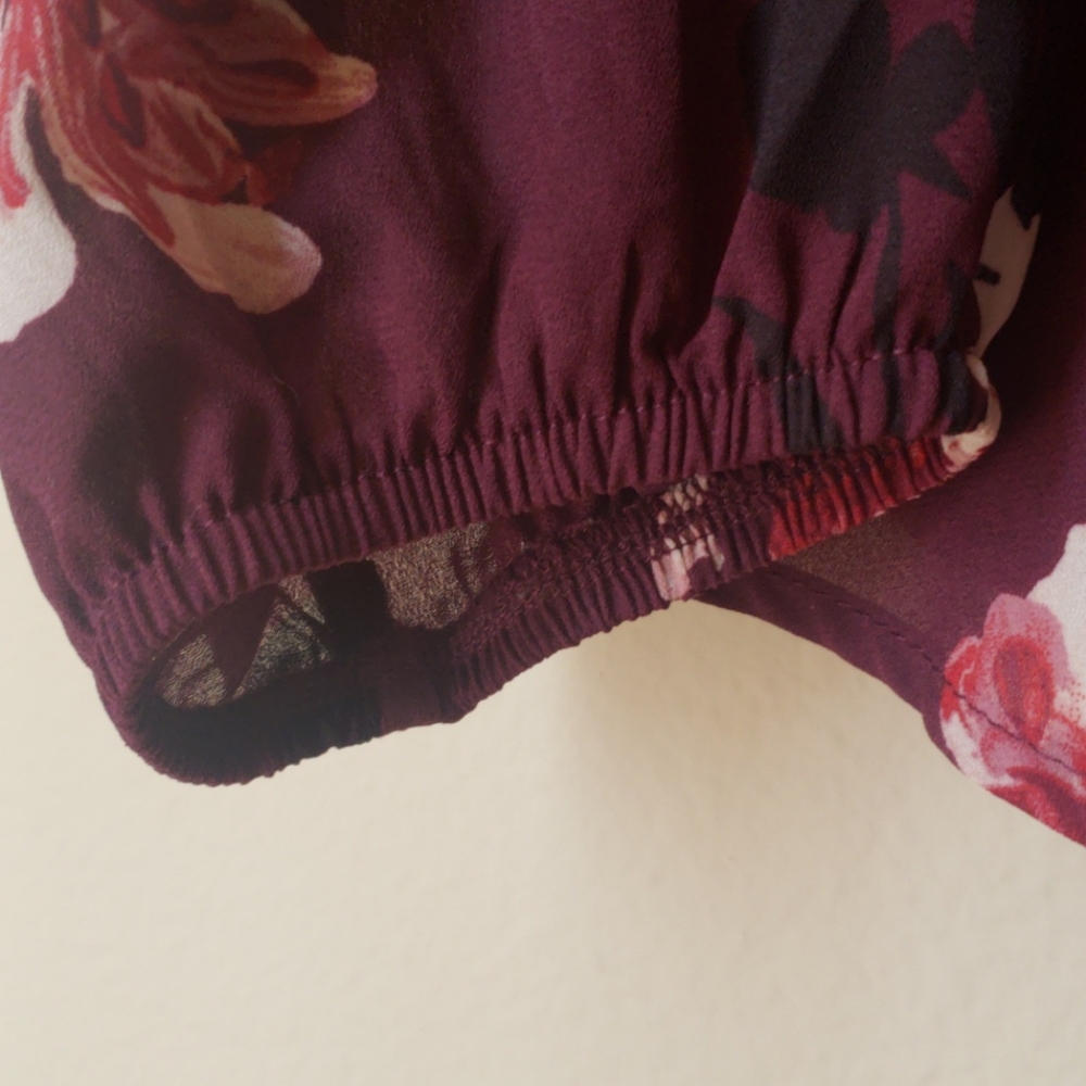 APT.9 MAROON FLORAL LONG SLEEVE BLOUSE - Picture 5 of 5